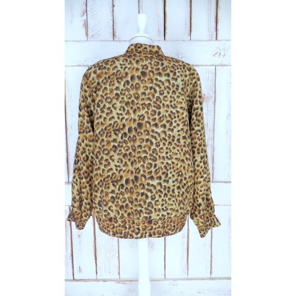 Vintage leopard print sequin beaded silk  windbreaker jogging puffer jacket silk - Picture 5 of 5